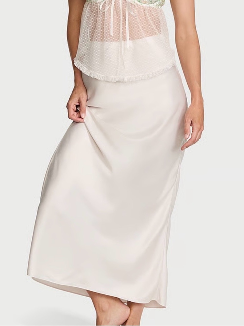 Victorias Secret Satin Maxi Skirt White XS